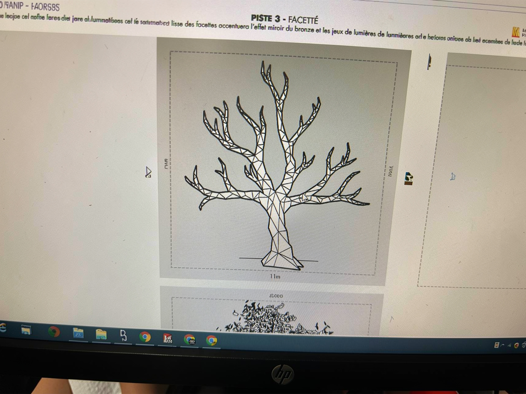 Conception et modélisation 3D d’une structure artistique métallique sur mesure par JOJMA au Maroc.